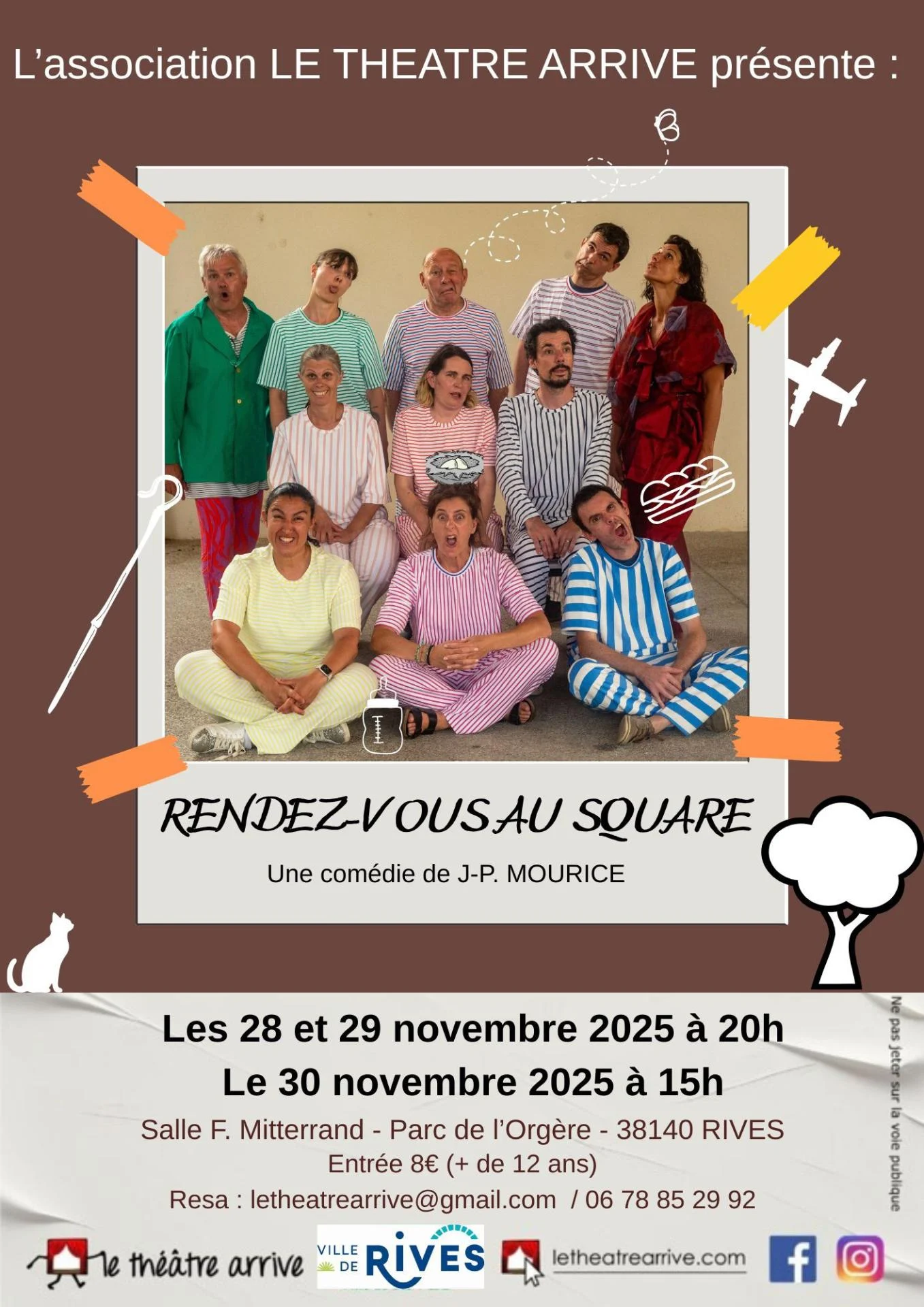 Affiche theatre arrive rdv au square